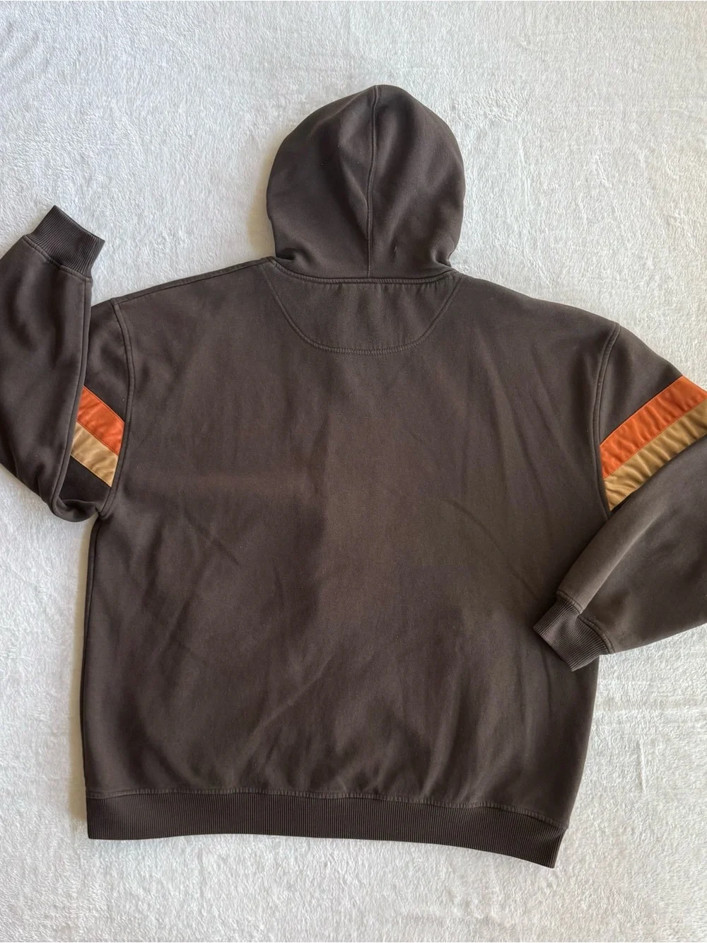 Bluez Brown Retro Stripe Full Zip Hoodie Jacket Men’s 2XL Casual Streetwear